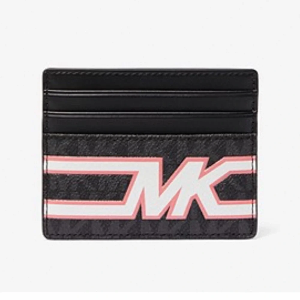 MICHAEL KORS MENS Cooper Graphic Logo Tall Card Case Style# 36S3LCOD2B PINK NWT